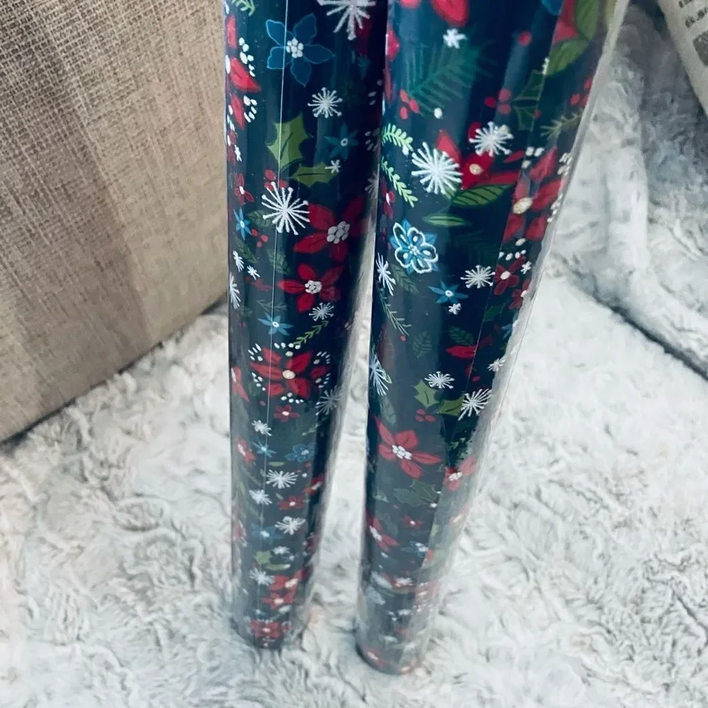 Christmas Floral Botanical Print Glitter Gift Wrap Wrapping Paper Roll